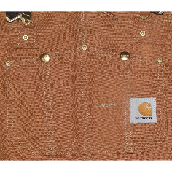 NWT Carhartt Bib Overalls Duck Quilt Lined Men 52x32 Double Knee R02 BRN USA - Picture 2 of 6